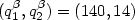 (q_1^{\beta},q_2^{\beta})= (140,14)