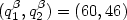 (q_1^{\beta},q_2^{\beta})= (60,46)
