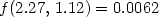 f (2.27,\,1.12) = 0.0062