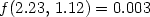f(2.23,\,1.12) = 0.003