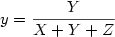 \displaystyle y=\frac{Y}{X+Y+Z}